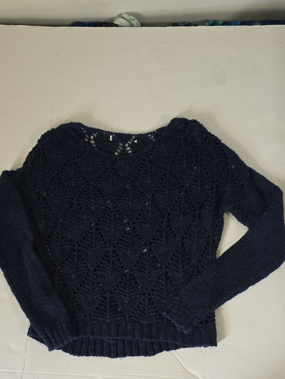 Navy Open-Knit Women's Sweater